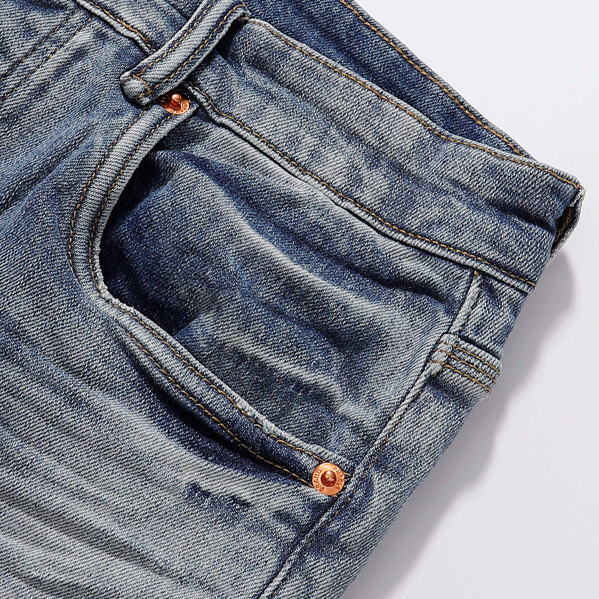 Purple‑Brand Light‑Medium Blue Whisker Faded Straight Leg Jeans