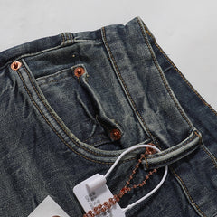 Purple‑Brand Vintage Full Crack Texture Straight Leg Jeans