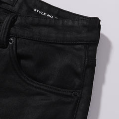 Purple‑Brand Solid Black Coated Flare Jeans
