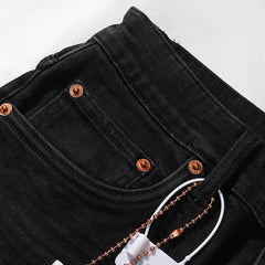 Purple‑Brand Black Gradient Whisker Straight Leg Jeans