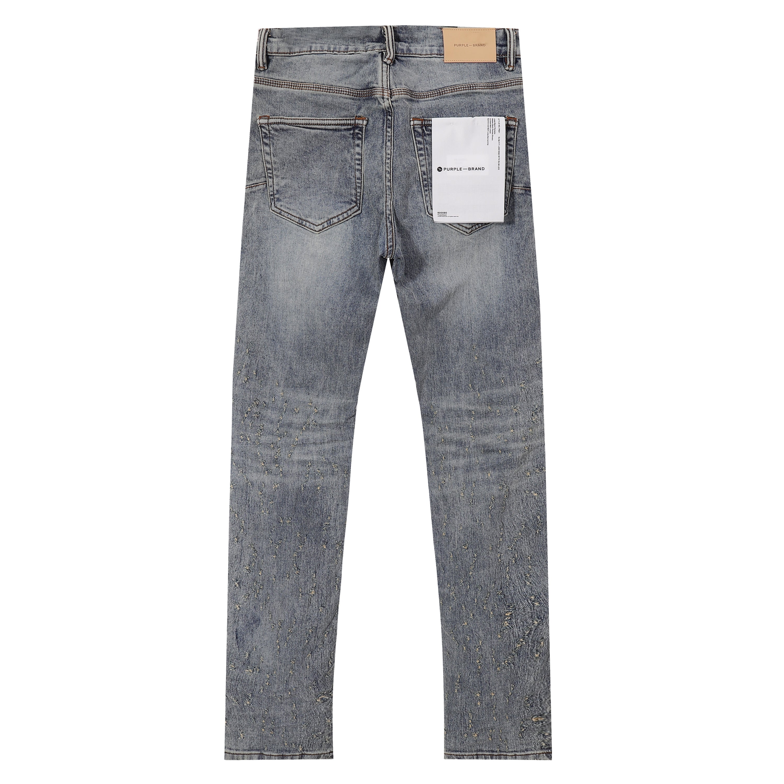 Purple‑Brand Light Vintage Wash All‑Over Abrasion Scratch Straight Jeans
