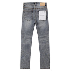 Purple‑Brand Light Vintage Wash All‑Over Abrasion Scratch Straight Jeans