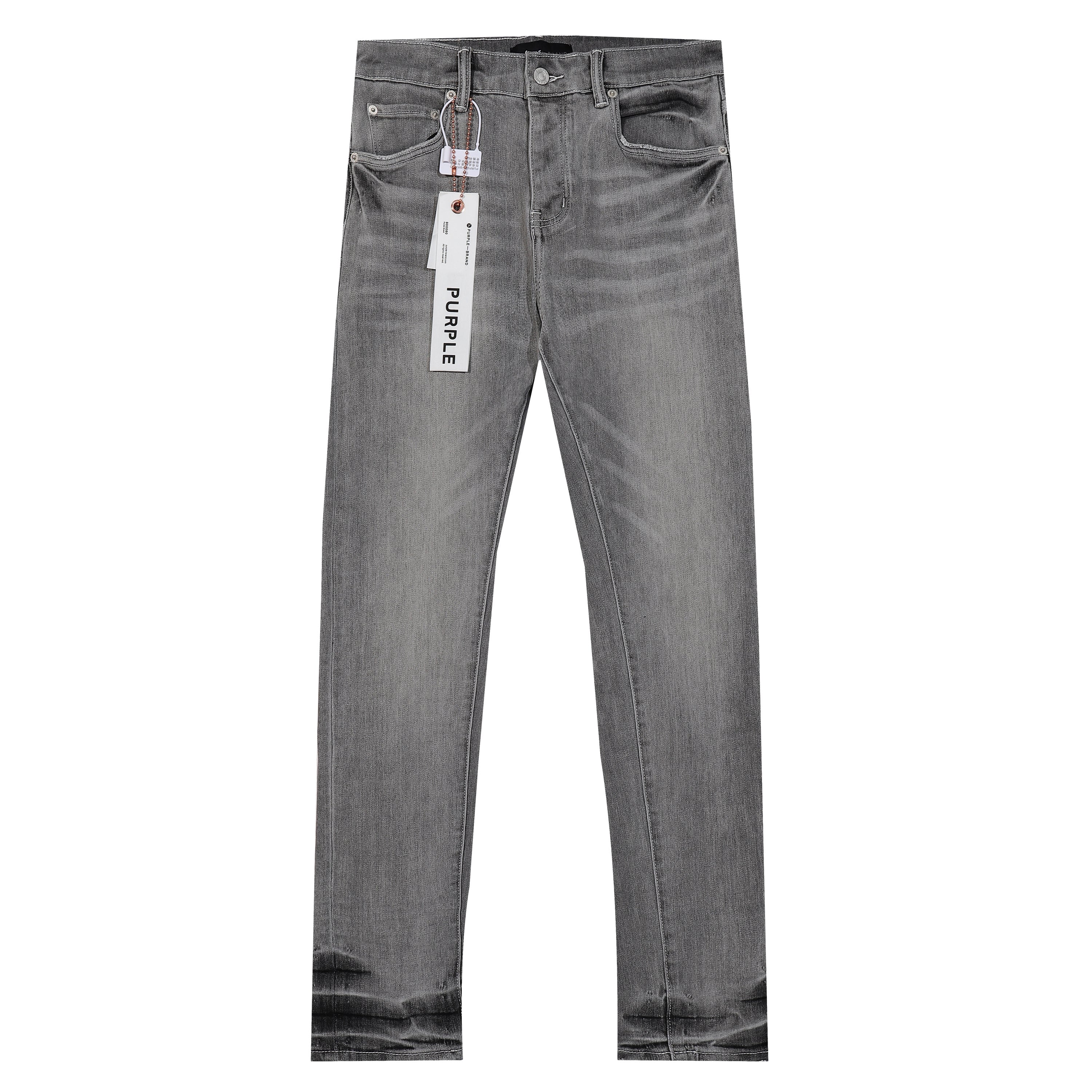 Purple‑Brand Grey Vintage Whisker Straight Leg Jeans