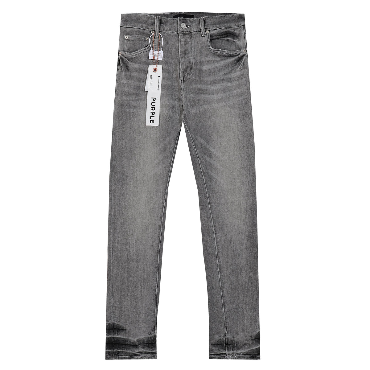 Purple‑Brand Grey Vintage Whisker Straight Leg Jeans