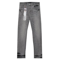 Purple‑Brand Grey Vintage Whisker Straight Leg Jeans