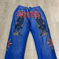 DUAA Panther Flame Blue Vintage Straight Sweatpants