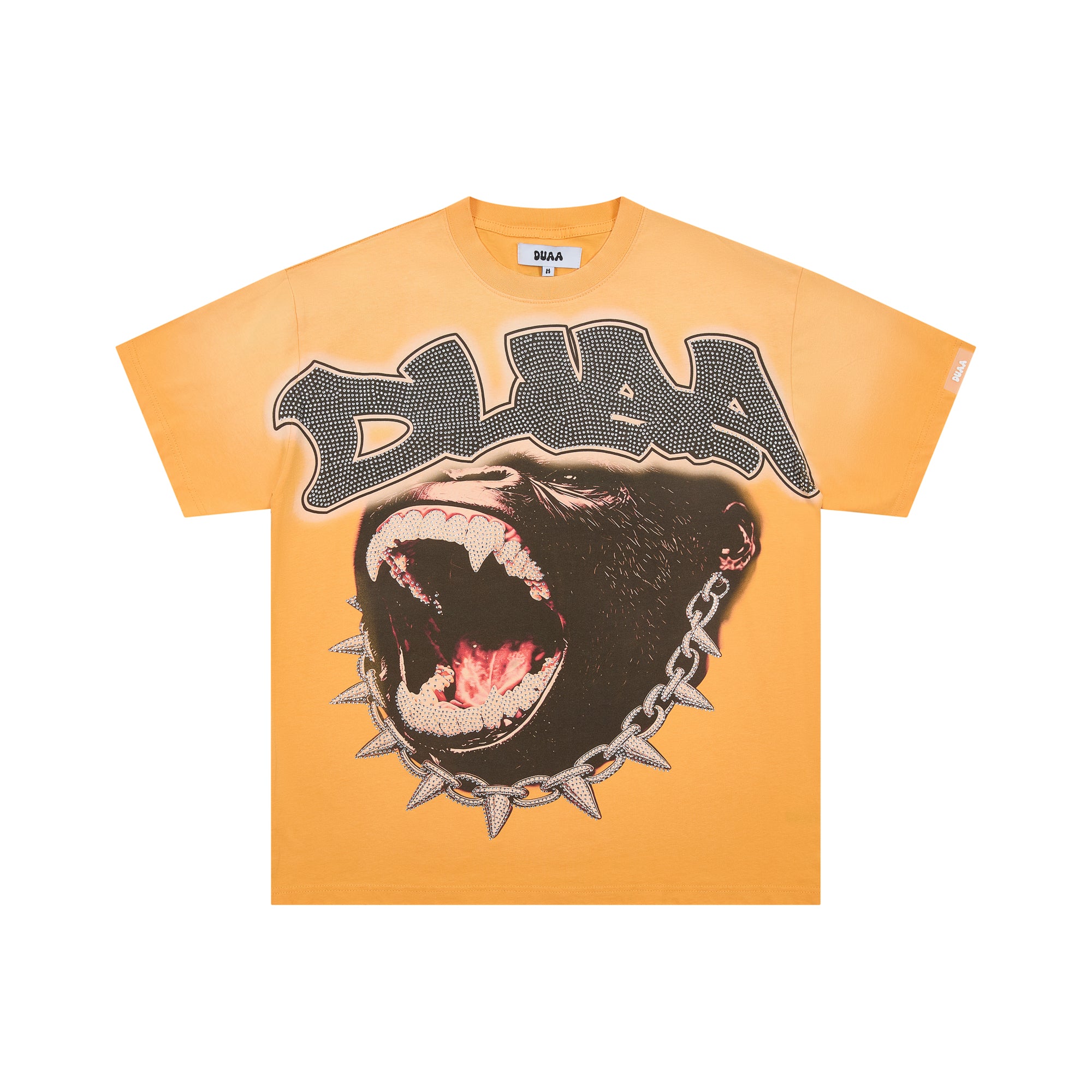 DUAA Roaring Gorilla Rhinestone Gradient Orange T-Shirt