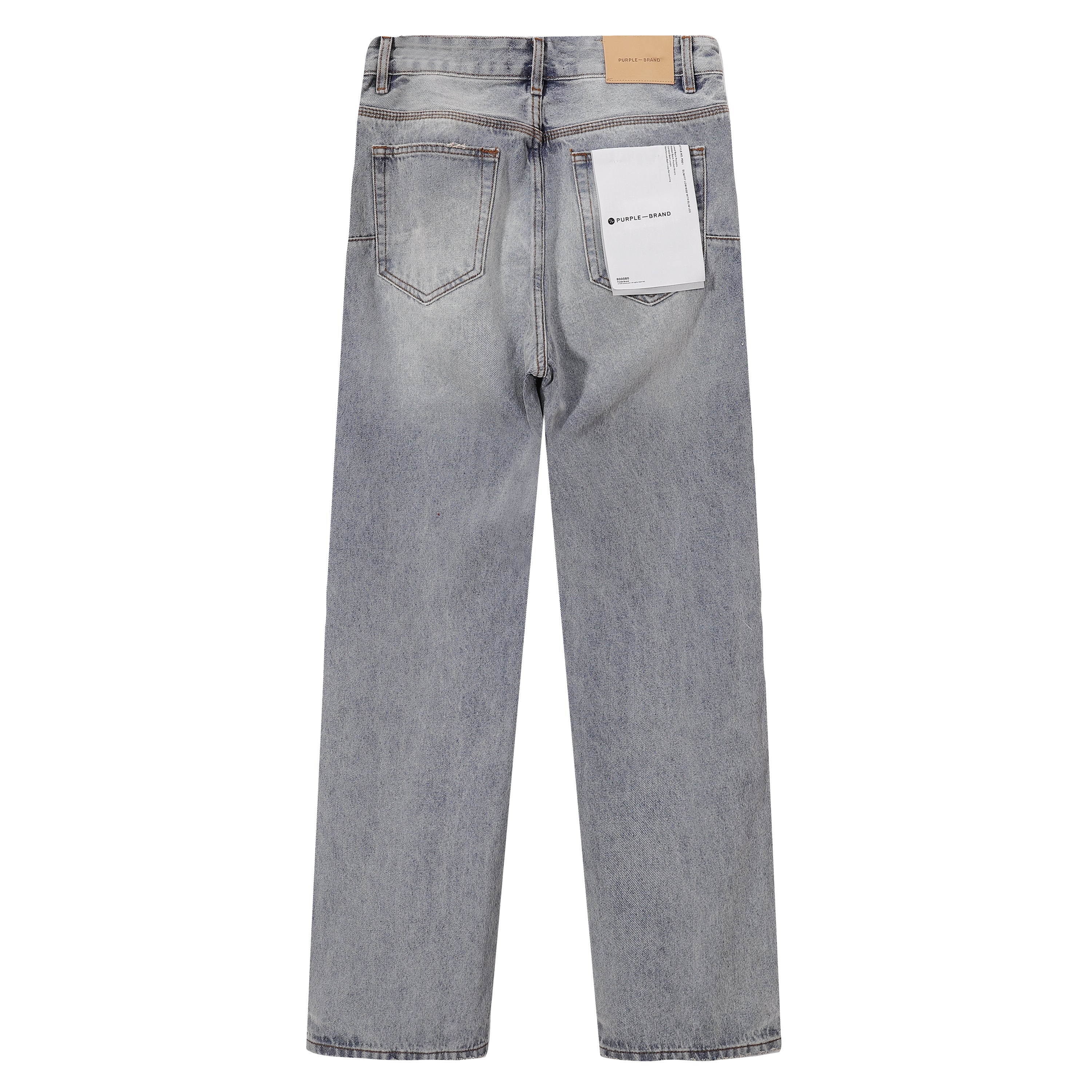Purple‑Brand Light Acid‑Wash Radial Rhinestone Wide Leg Jeans
