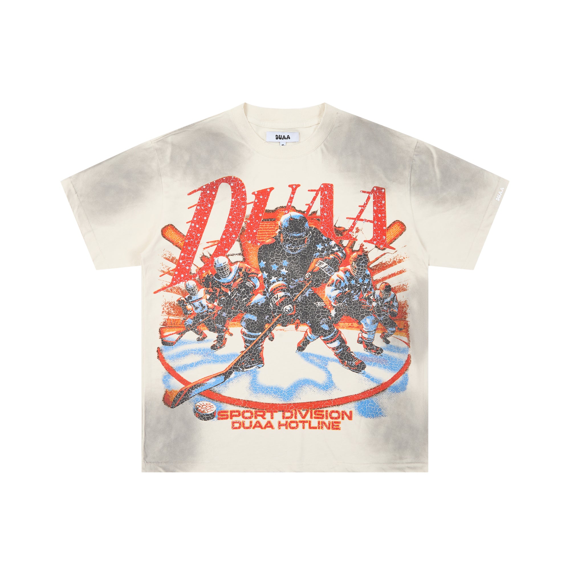 DUAA Sport Division Ice Hockey Vintage Off White Cloud Washed T-Shirt