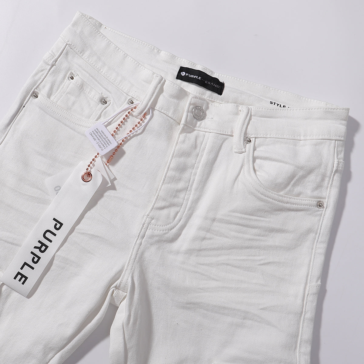 Purple‑Brand White Cargo Straight Leg Jeans