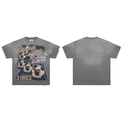 DUAA Wear 1993 World Football Vintage Grey Distressed Washed T-Shirt
