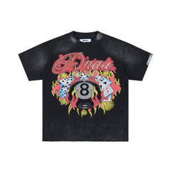 DUAA Flame 8-Ball Poker Vintage Black Washed T-Shirt