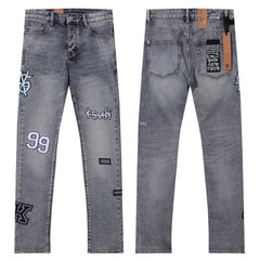 Ksubi Multi Patches Grey Washed Slim Jeans