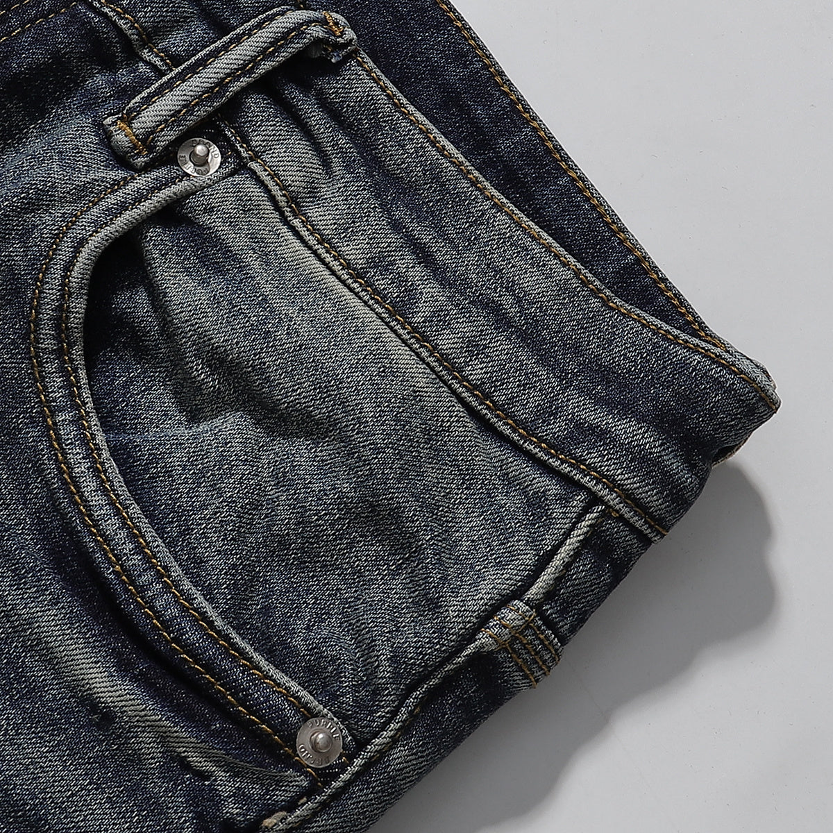 Purple‑Brand Vintage Blue Crackle Wash Straight Leg Jeans