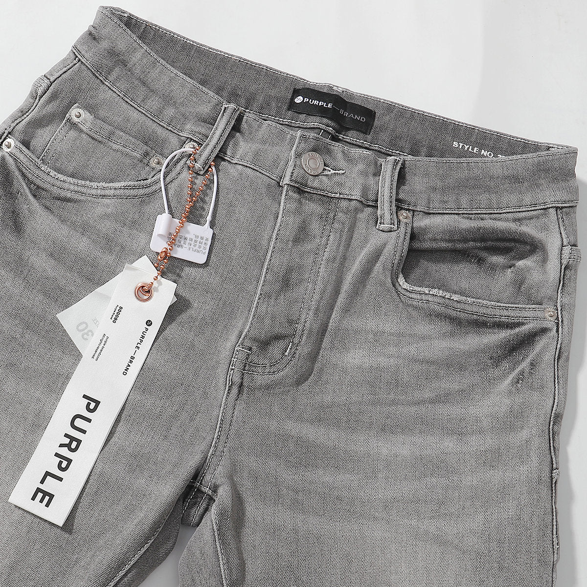 Purple‑Brand Grey Vintage Whisker Straight Leg Jeans