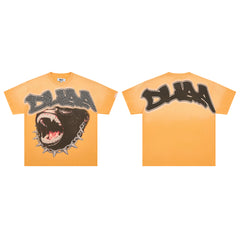 DUAA Roaring Gorilla Rhinestone Gradient Orange T-Shirt