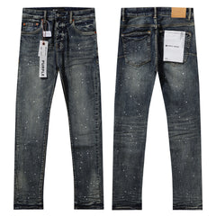 Purple‑Brand Vintage Blue White Paint Splatter Straight Leg Jeans