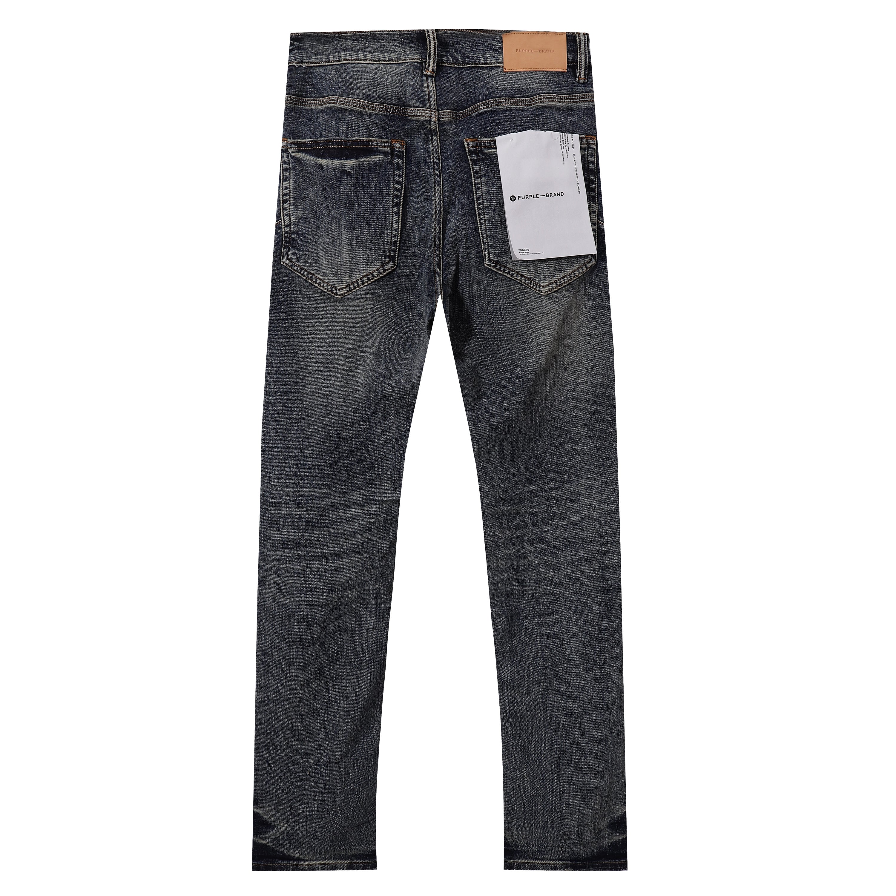 Purple‑Brand Dark Vintage Whisker Gradient Hem Straight Leg Jeans