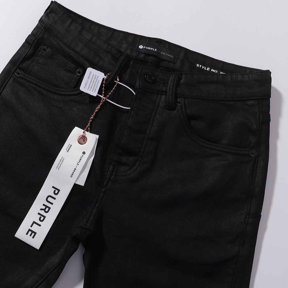Purple‑Brand Solid Black Coated Flare Jeans