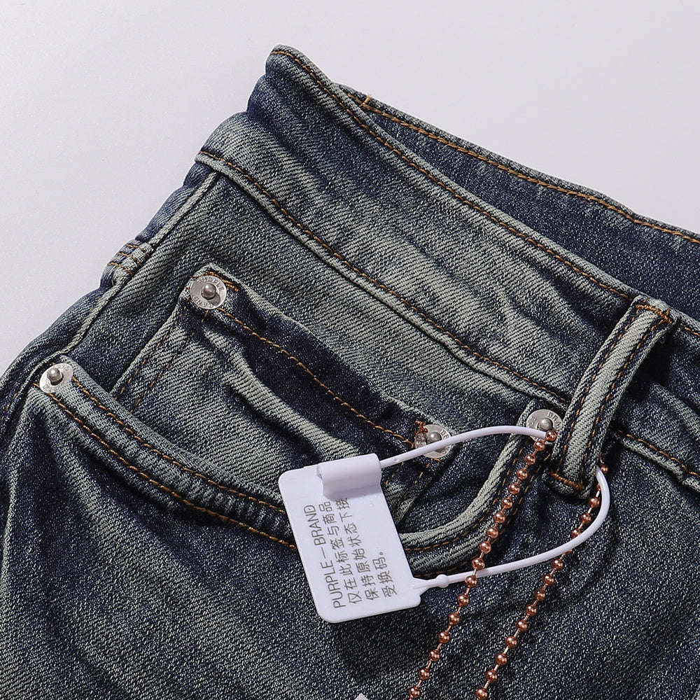 Purple‑Brand Mid‑Tone Vintage Whisker Straight Leg Jeans