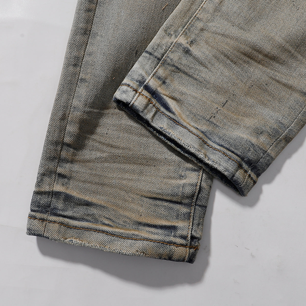 Purple‑Brand Vintage Mud Wash Black Patch Splatter Paint Distressed Straight Leg Jeans