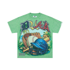 DUAA Vintage Washed Baseball Graphic Green T-Shirt