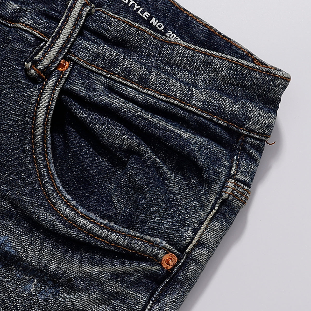 Purple‑Brand Dark Wash Stitch Graffiti Straight Leg Jeans