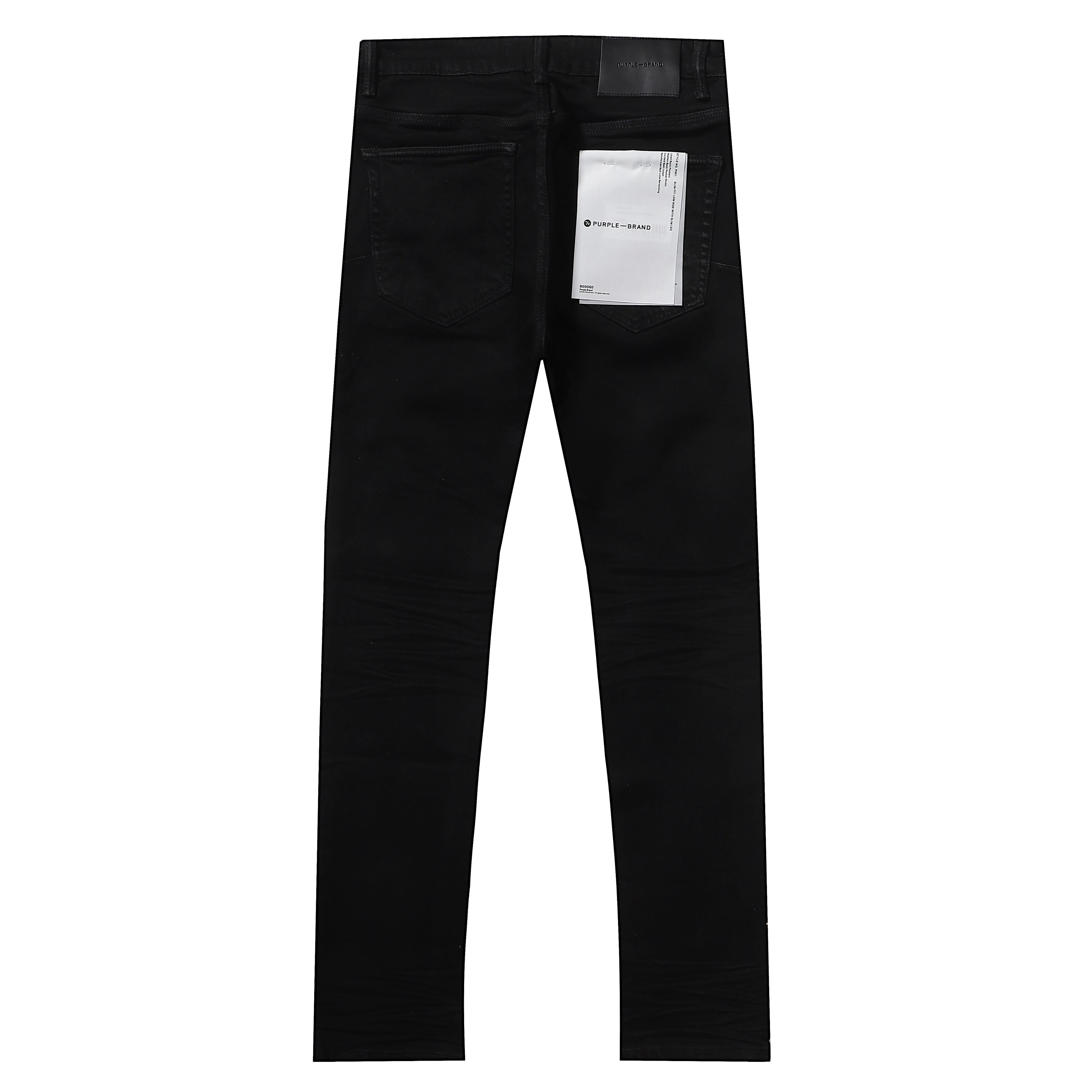 Purple‑Brand Solid Black Clean Straight Leg Denim Jeans