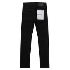 Purple‑Brand Solid Black Clean Straight Leg Denim Jeans