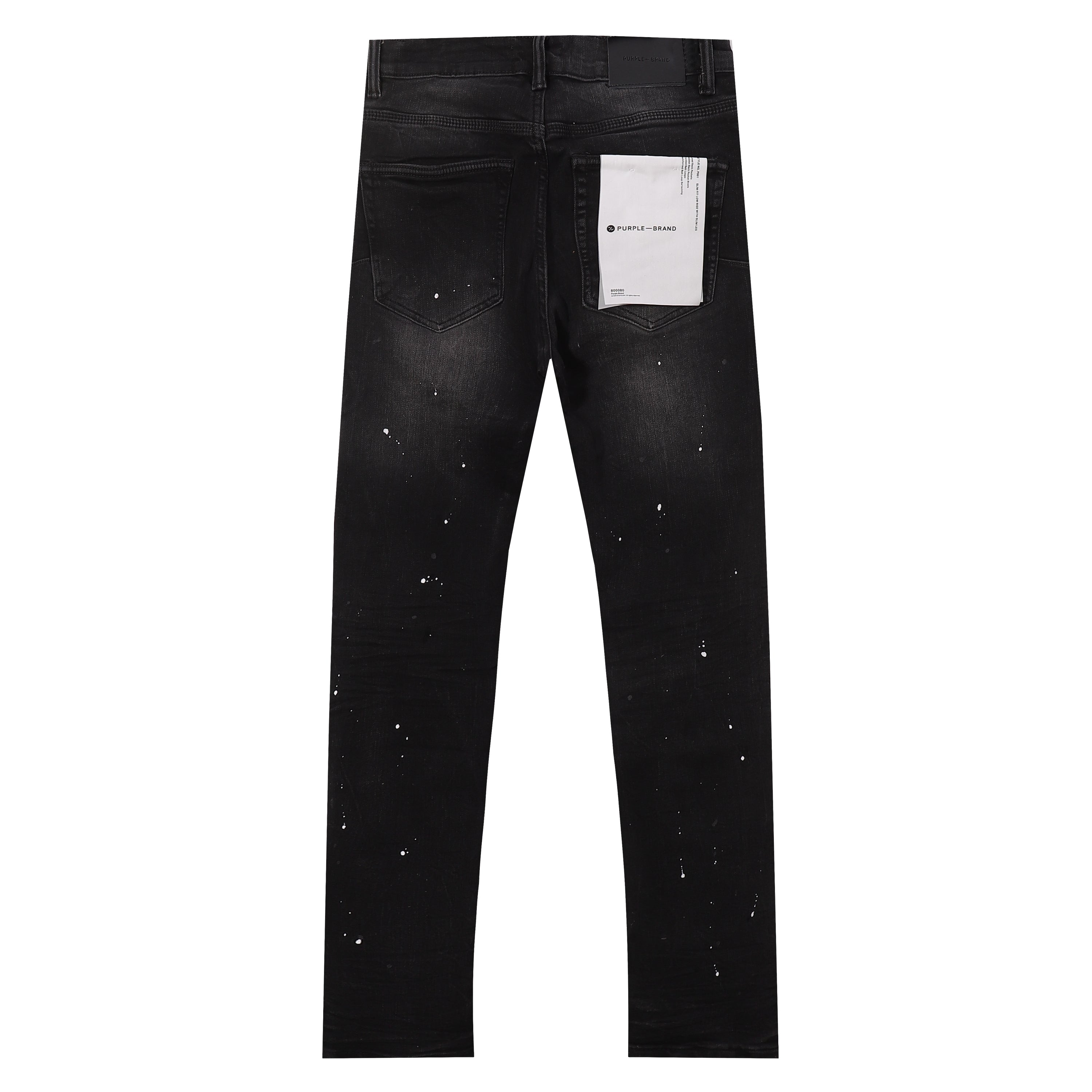 Purple‑Brand Black Faded Ripped White Paint Splatter Straight Jeans
