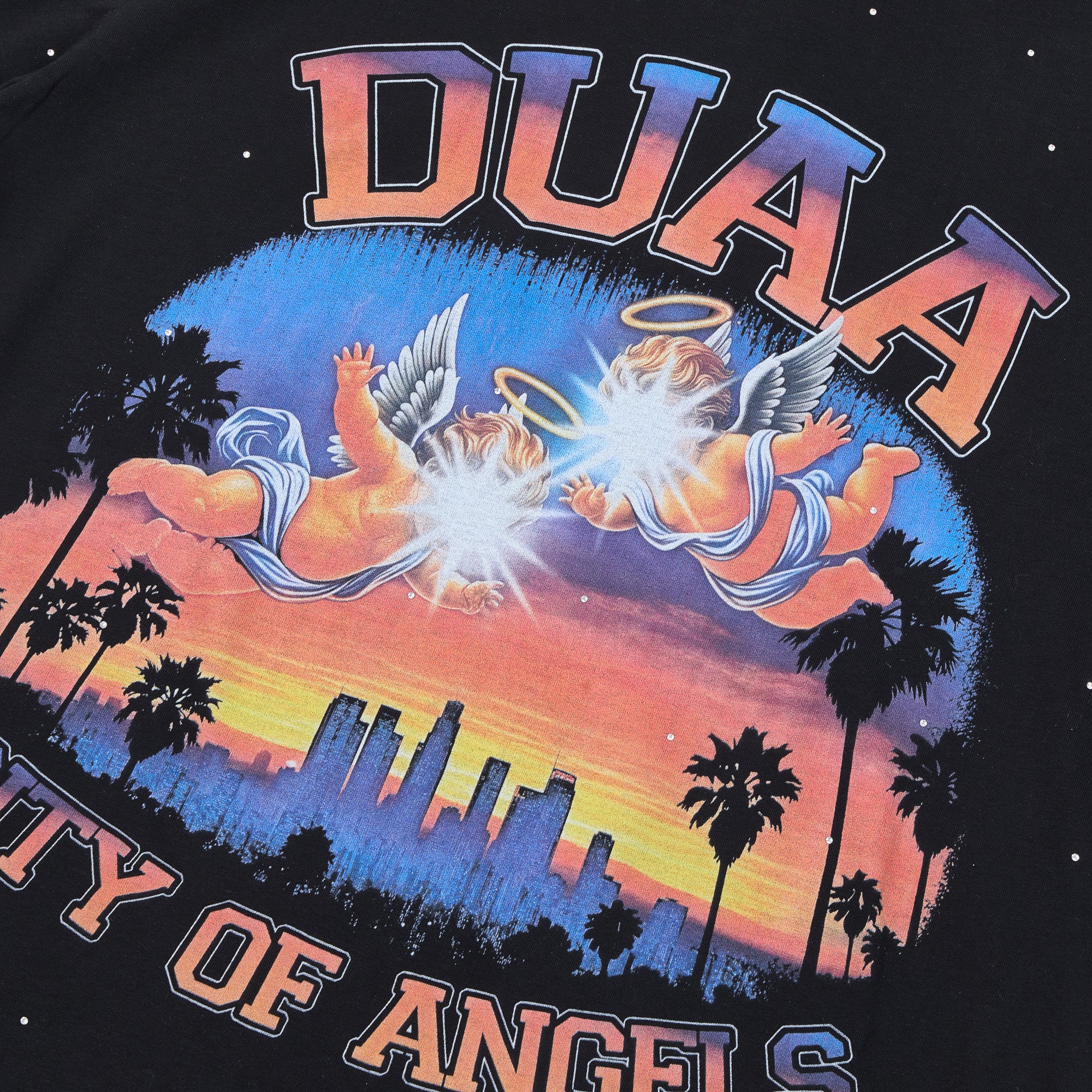 DUAA City Of Angels Retro Angel Vintage Black Washed T-Shirt