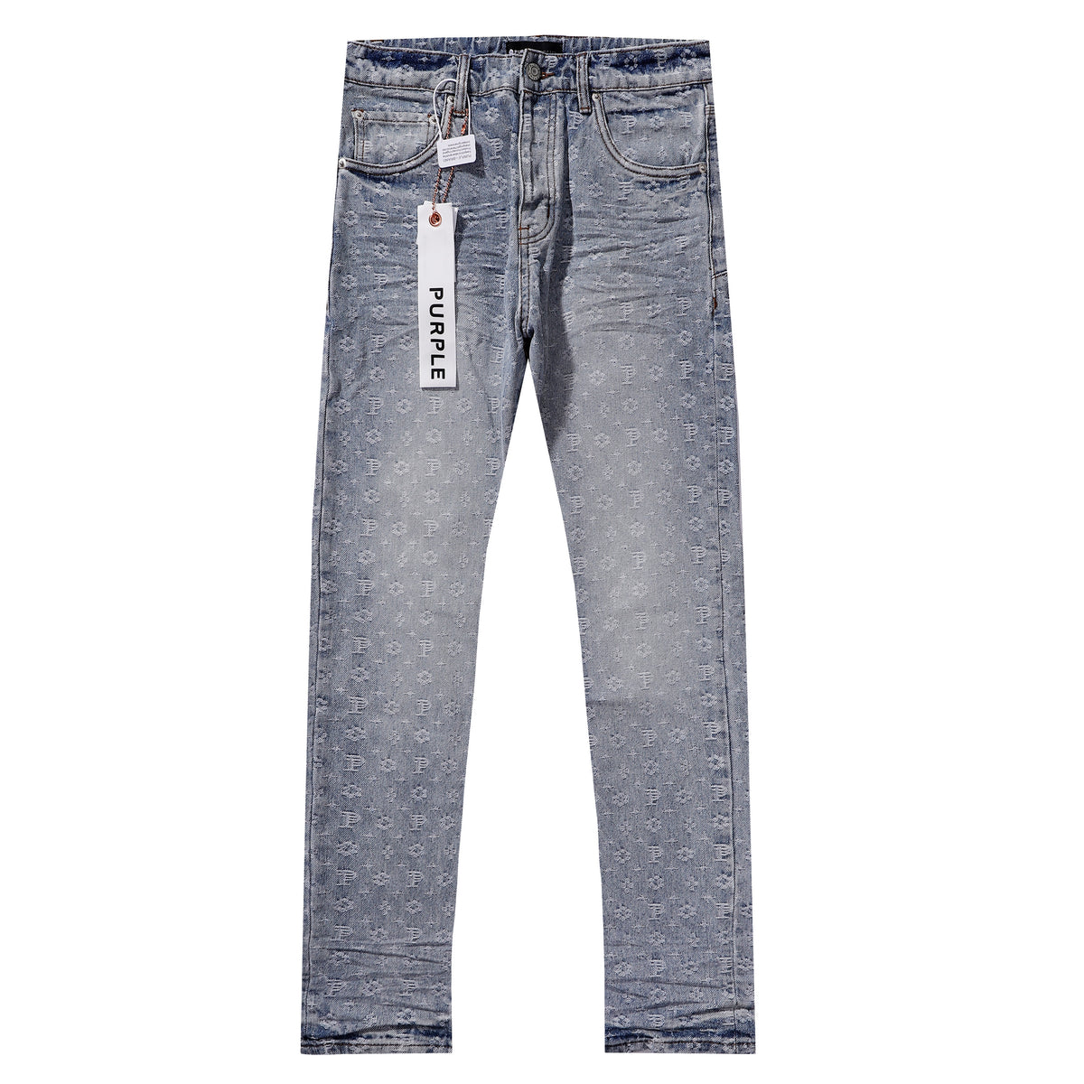 Purple‑Brand Monogram Jacquard Straight Leg Jeans