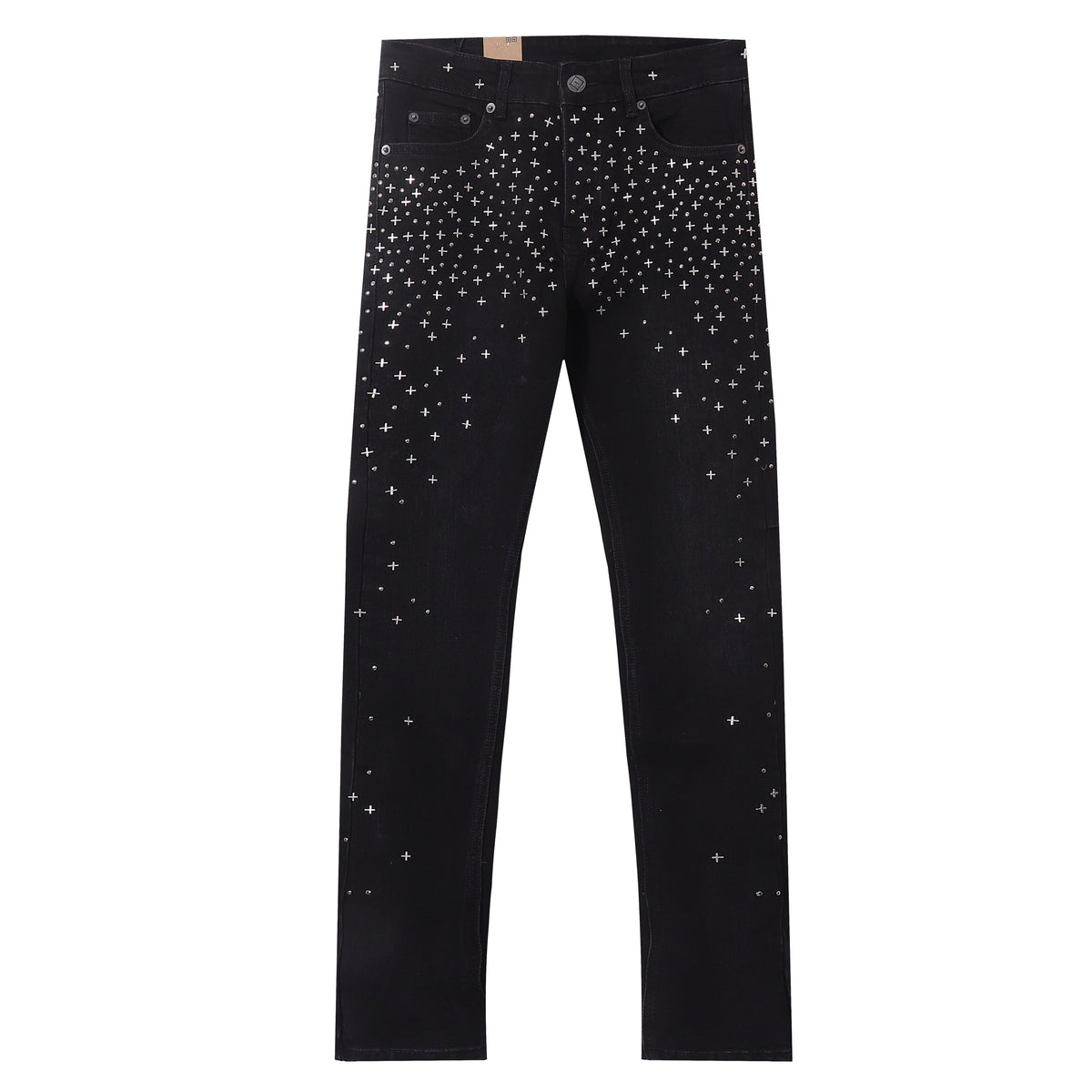 Ksubi Cross Studded Solid Black Slim Jeans