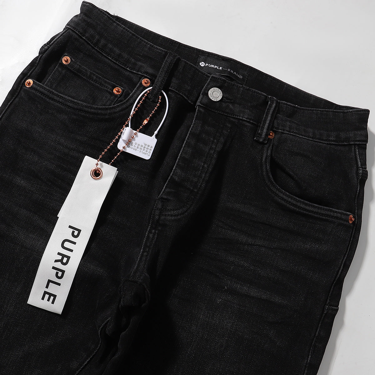 Purple‑Brand Black Gradient Whisker Straight Leg Jeans
