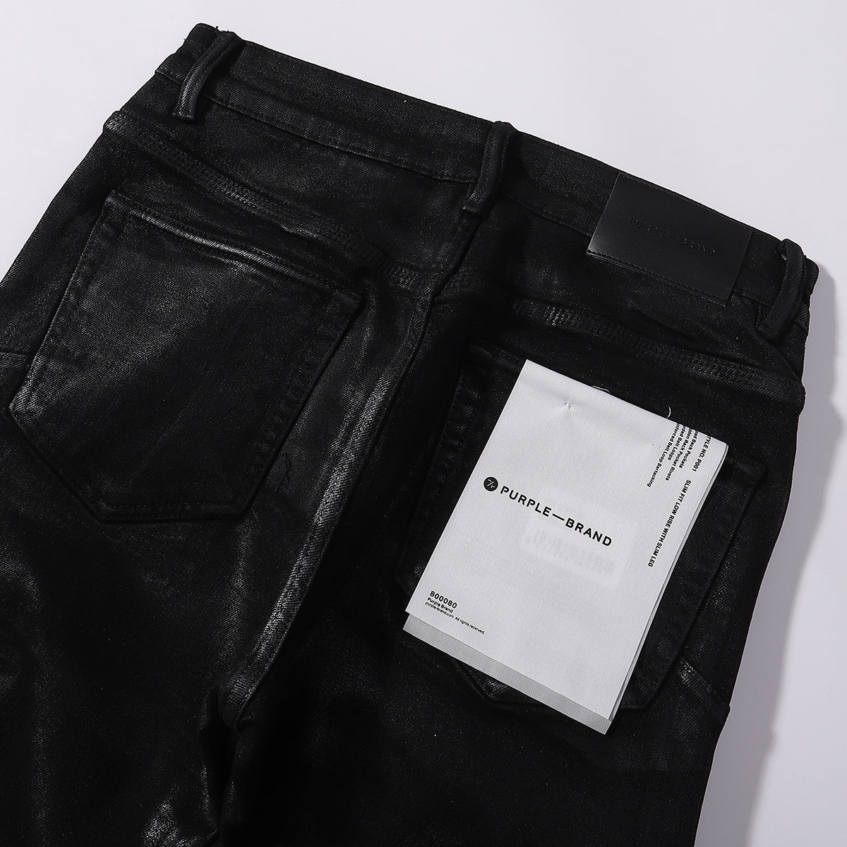 Purple‑Brand Coated Black Cargo Straight Leg Jeans
