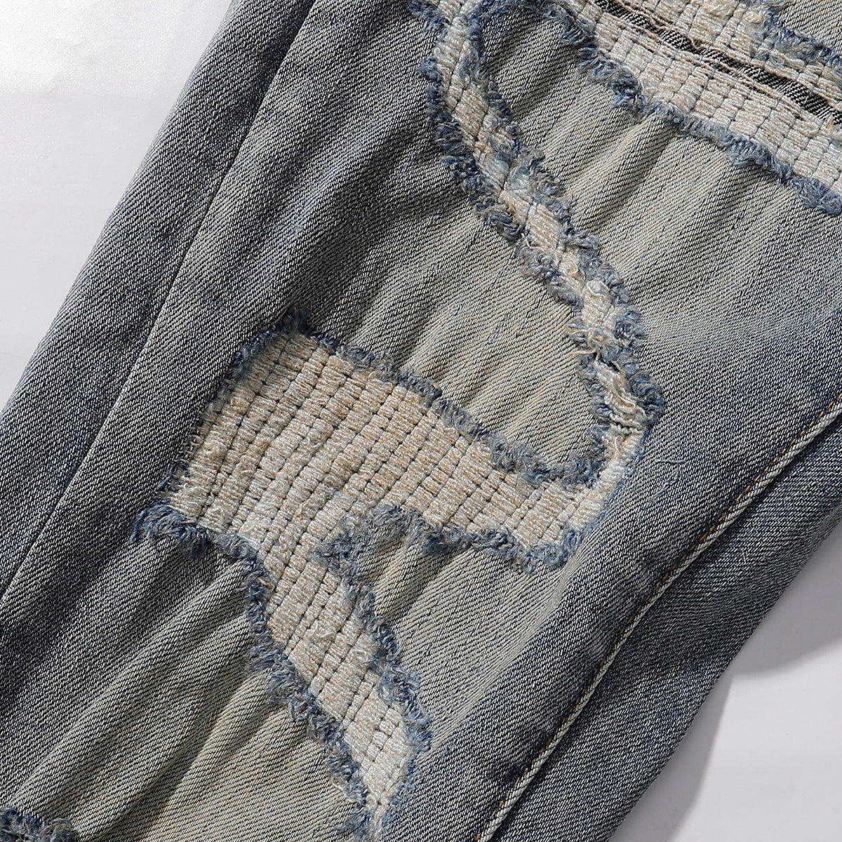 Purple‑Brand Vintage Washed Large Frayed Ripped Straight Leg Jeans