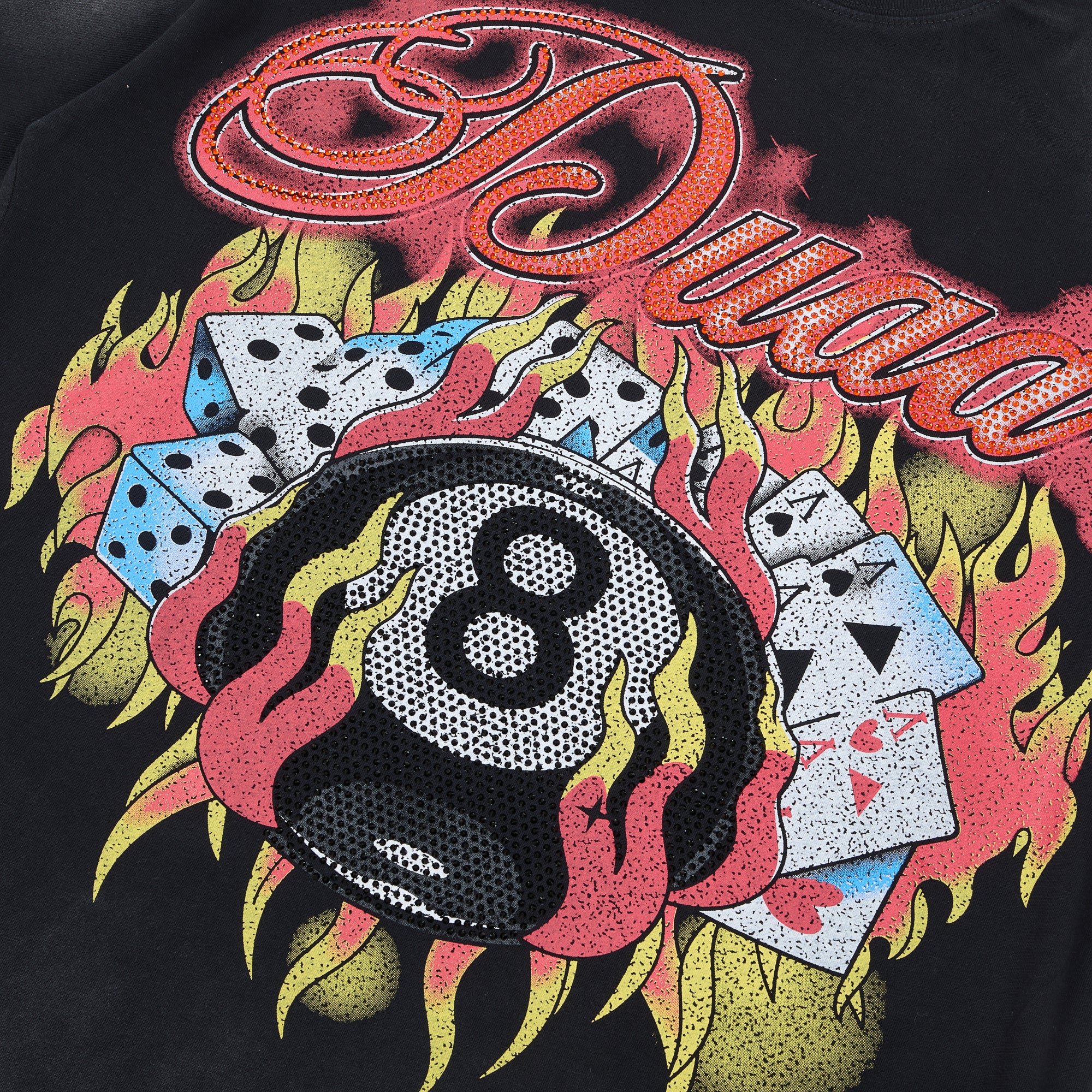 DUAA Flame 8-Ball Poker Vintage Black Washed T-Shirt