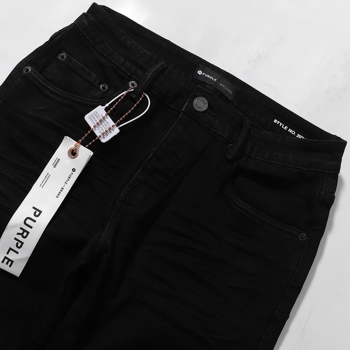 Purple‑Brand Solid Black Clean Straight Leg Denim Jeans