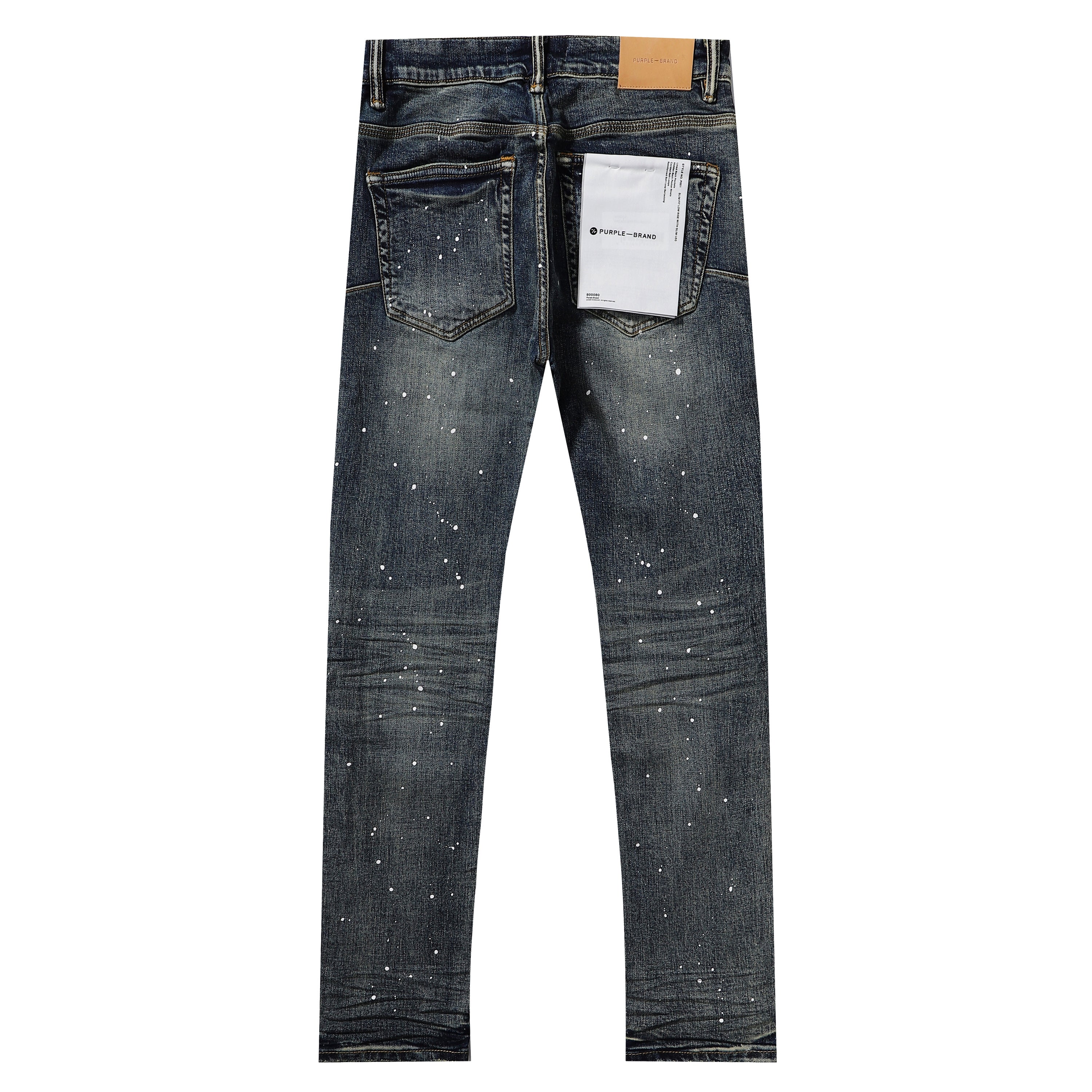 Purple‑Brand Vintage Blue White Paint Splatter Straight Leg Jeans