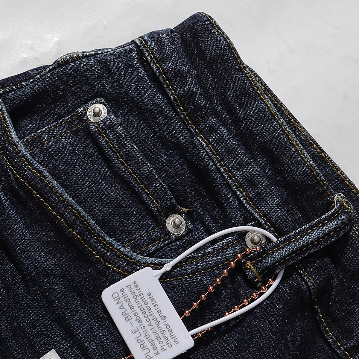 Purple‑Brand Raw Dark Indigo Whisker Straight Leg Jeans