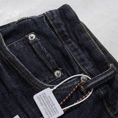 Purple‑Brand Raw Dark Indigo Whisker Straight Leg Jeans