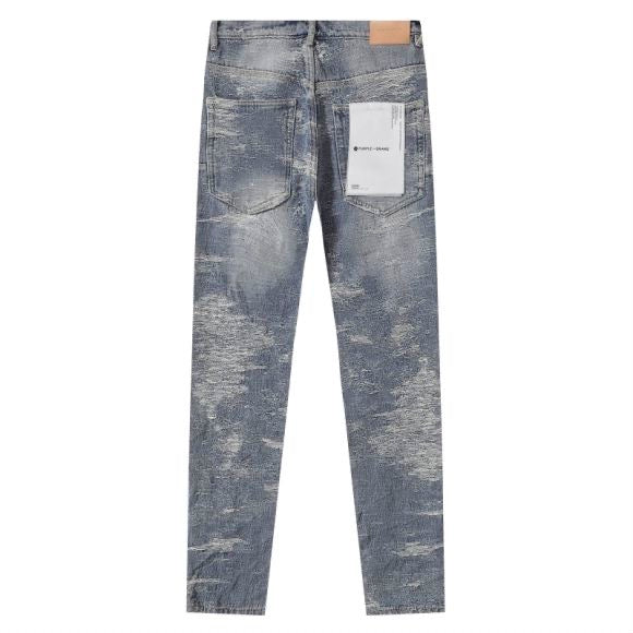 Purple‑Brand Distressed Textured Jacquard Straight Leg Jeans
