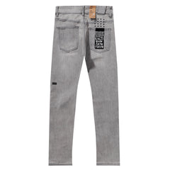 Ksubi Light Grey Washed KSUBI Letter Embroidery Slim Jeans