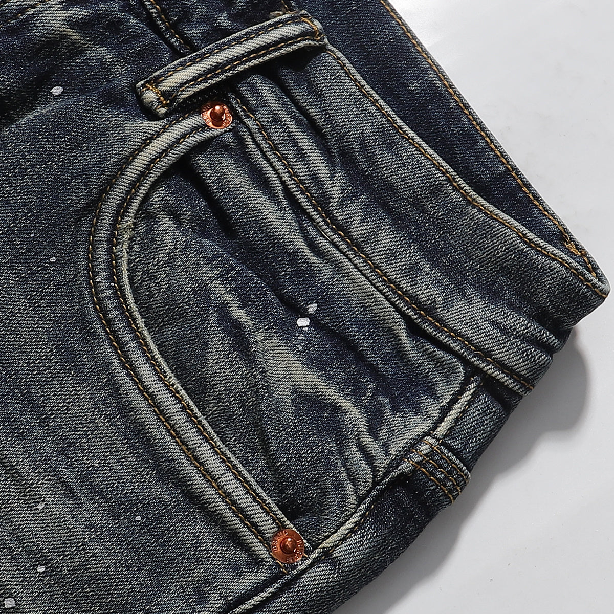 Purple‑Brand Vintage Blue White Paint Splatter Straight Leg Jeans