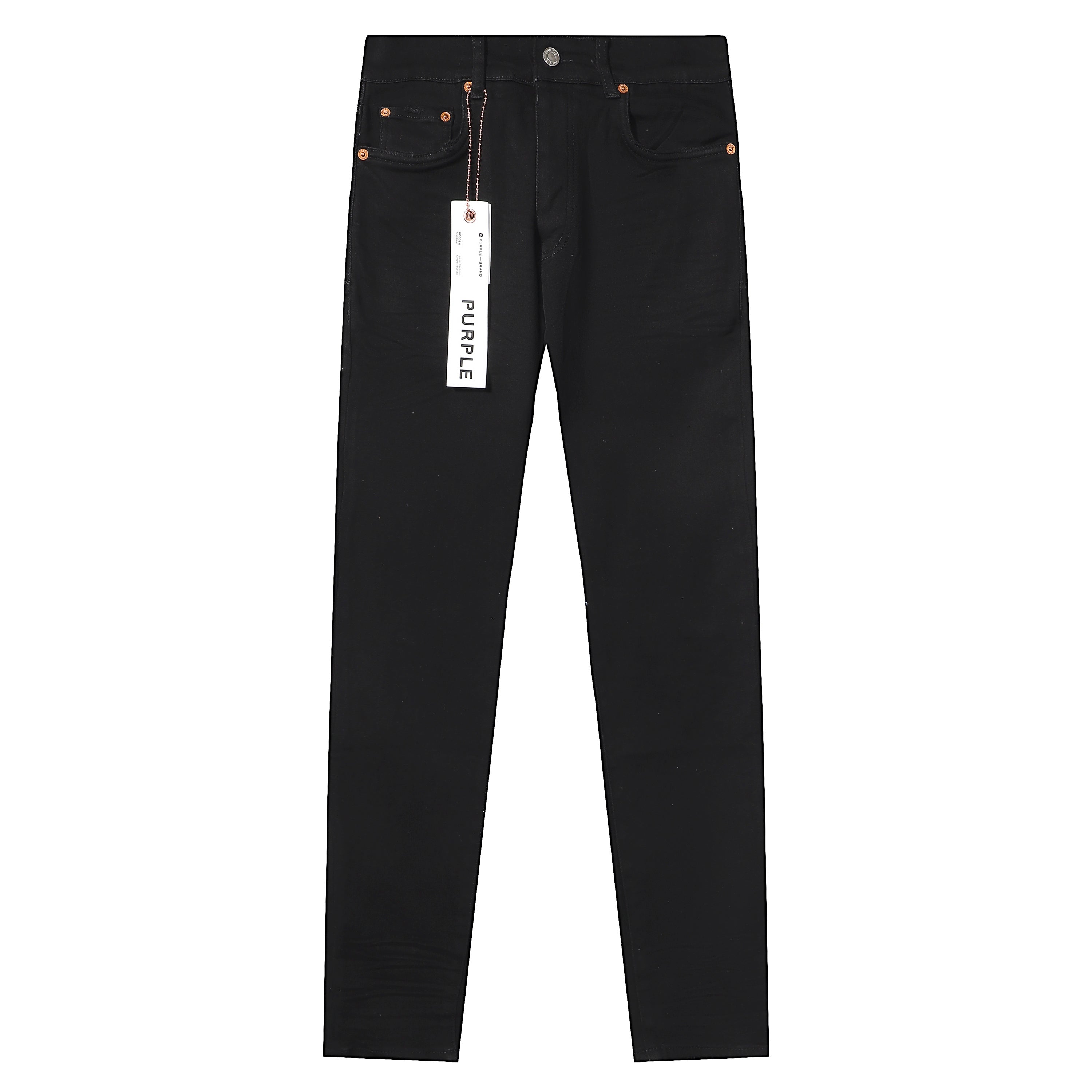 Purple‑Brand Solid Black Clean Straight Leg Jeans