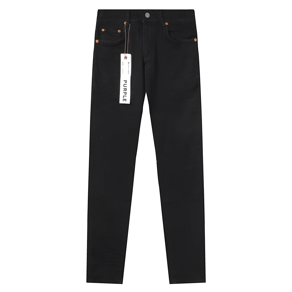 Purple‑Brand Solid Black Clean Straight Leg Jeans