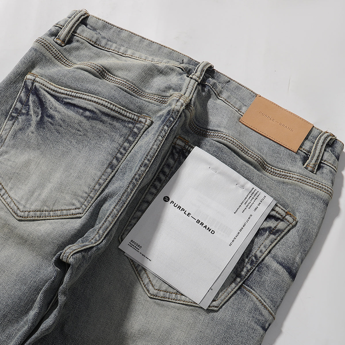 Purple‑Brand Vintage Faded Sand Wash Straight Leg Denim Jeans