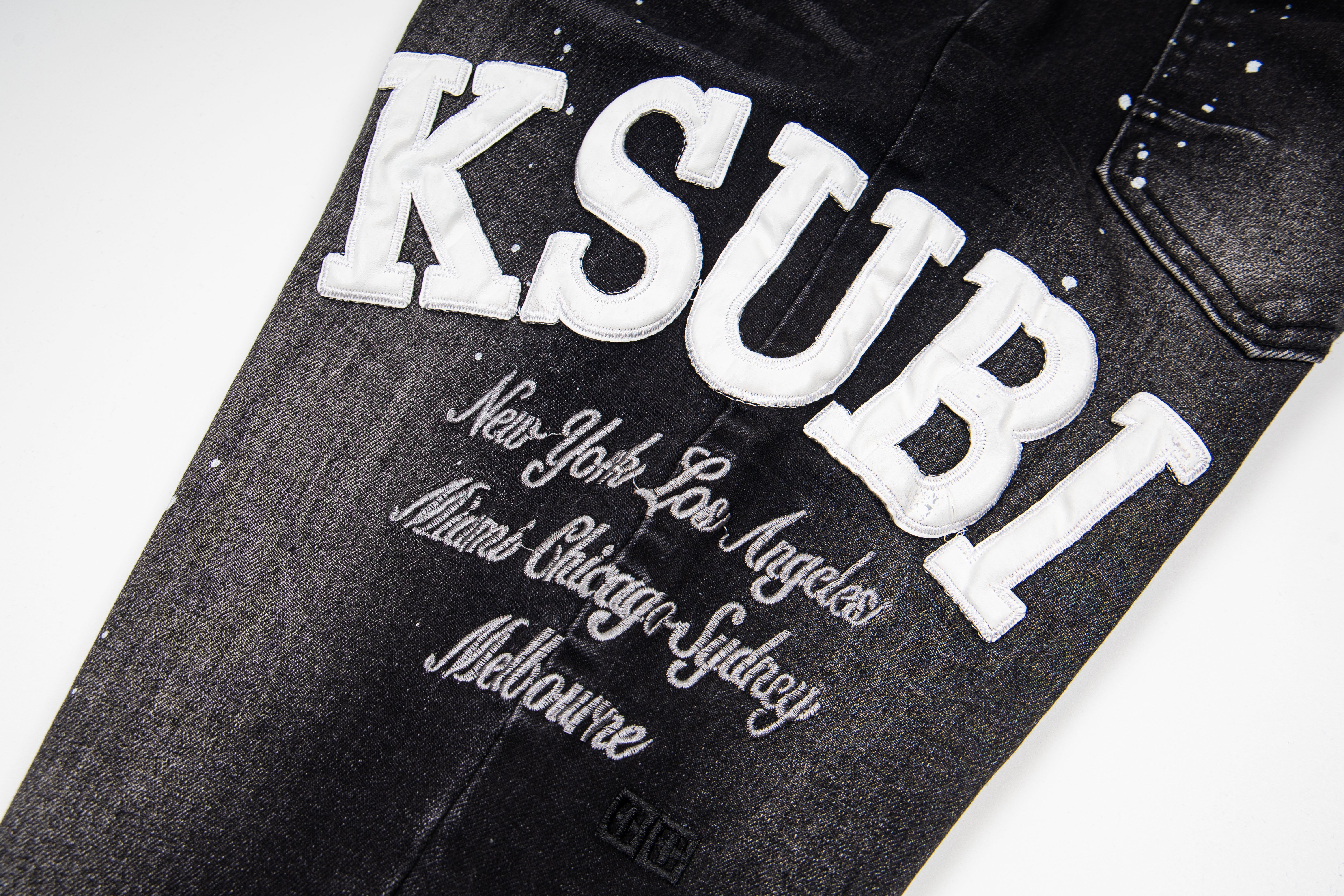 Ksubi Splash Ink Print Slim Black Washed Jeans