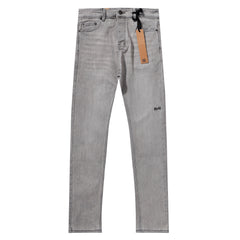 Ksubi Light Grey Washed KSUBI Letter Embroidery Slim Jeans