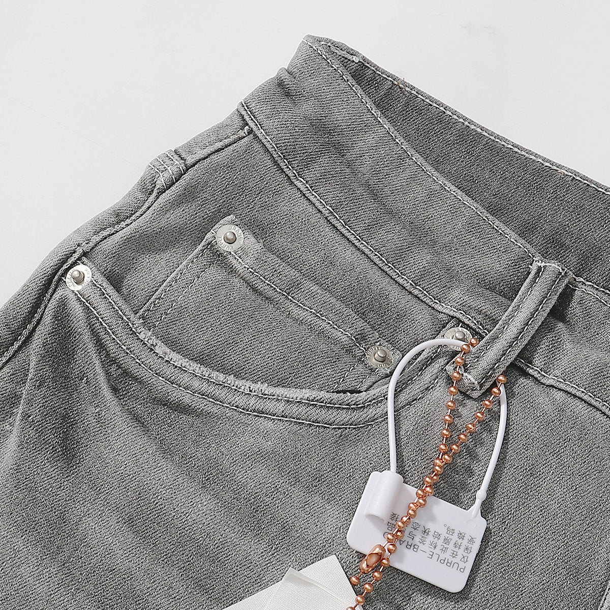 Purple‑Brand Grey Vintage Whisker Straight Leg Jeans